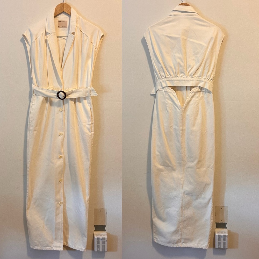 ASOS 8 Women’s Cream Button-Down Maxi Belted Dress